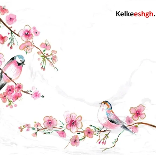 نقاشی گل و مرغ بر روی کاغذ ابروباد نگاره - کد 1002 *قابل سفارش*