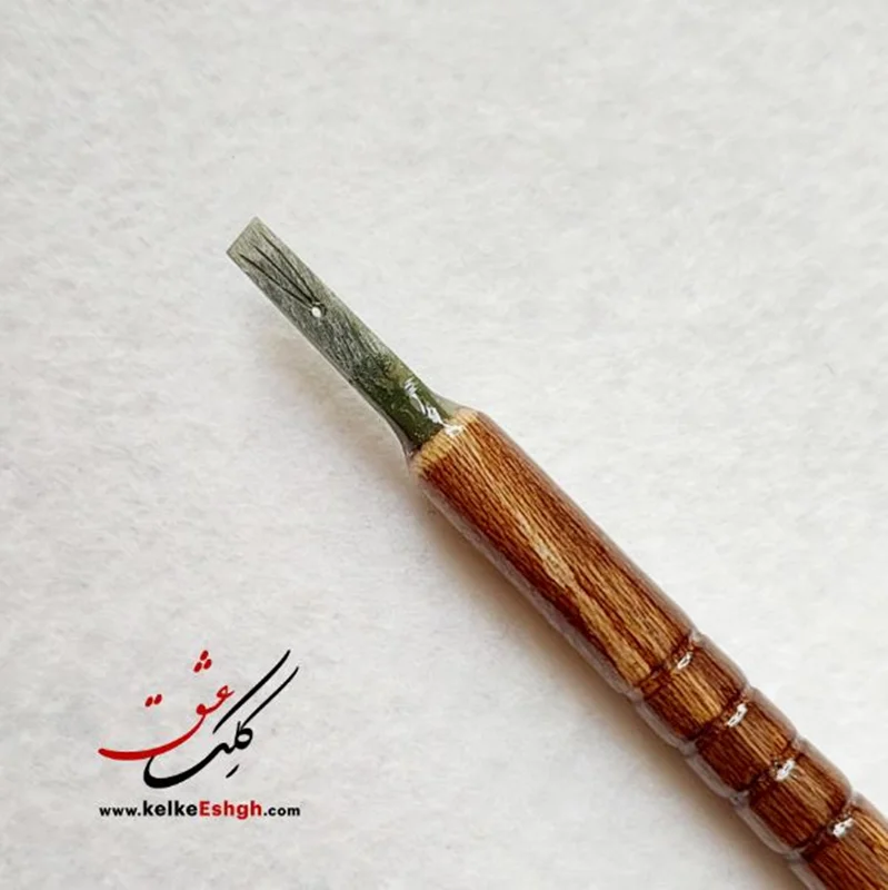قلم پلیمری 4 میل پارویی نوک سبز رباط جزی - دسته رنگ چوب