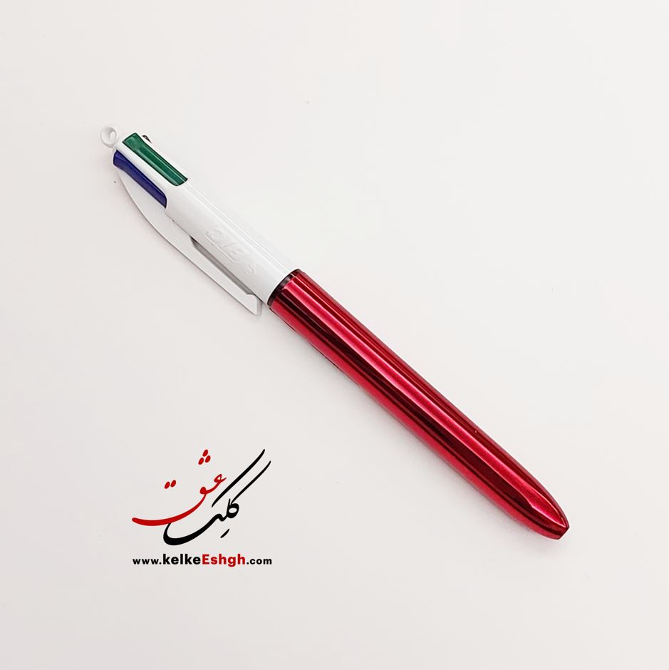 خودکار ۴ رنگ بیک با بدنه شاین قرمز