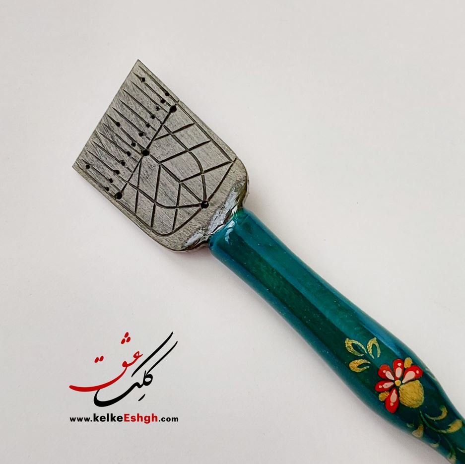 قلم پلیمری 30 میل پارویی نوک سبز رباط جزی - دسته قلم تذهیب شده