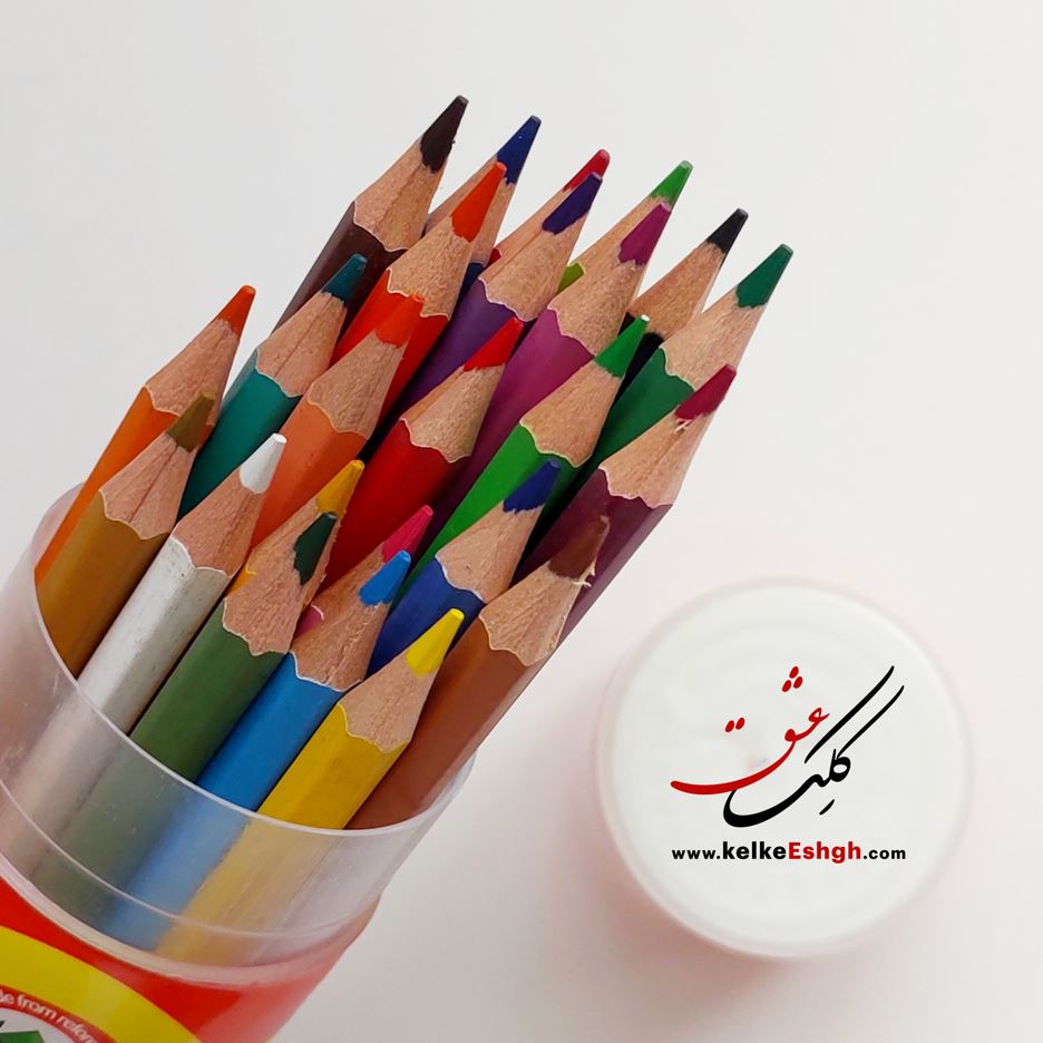 مداد رنگی 24 رنگ استوانه ای طرح نوجوان آریا