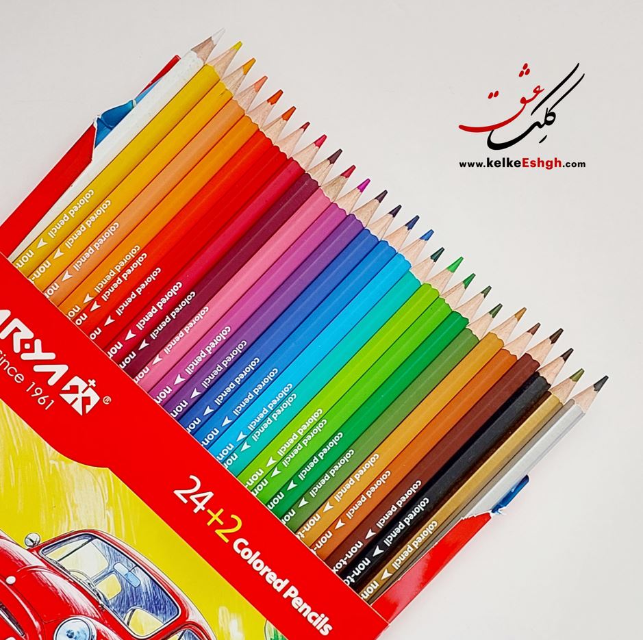 مداد رنگی 2+24 رنگ جعبه مقوایی آریا