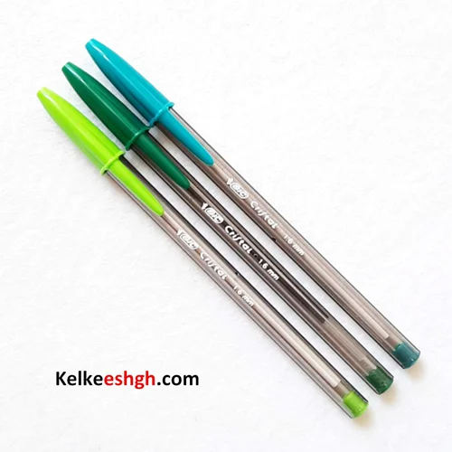 خودکار بیک کریستال لارج 1.6mm - بسته های ۳ رنگ سبز (کد 090)