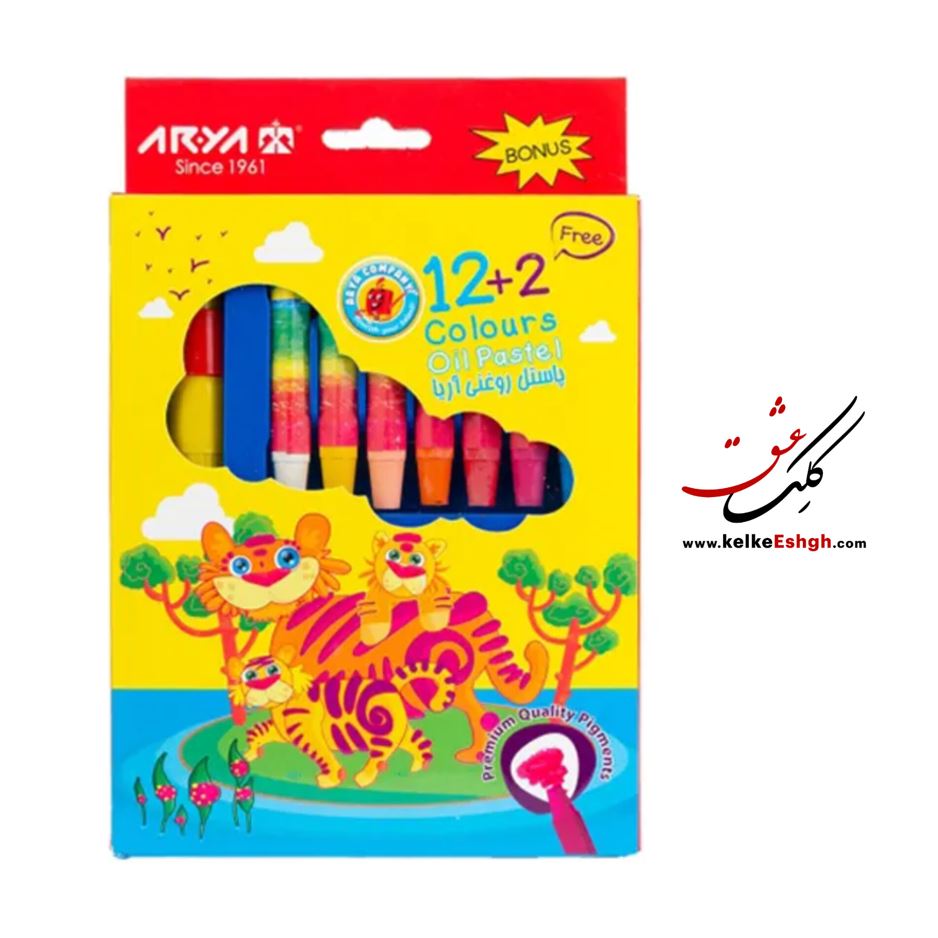 پاستل 2+12 رنگ مقوایی آریا