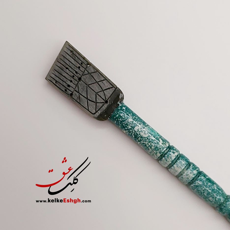 قلم پلیمری 12 میل پارویی نوک سبز رباط جزی - دسته قلم تذهیب شده (ویژه کوفی نوین، نقاشیخط و کالیگرافی)